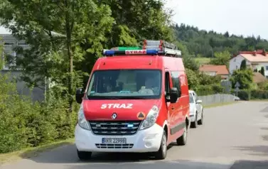 Poch&oacute;d dożynkowy. Korow&oacute;d wielu os&oacute;b ubranych elegancko, a także w stroje ludowe. Kobiety niosą dożynkowe wieńce. Niosą także chleby