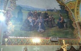Zdjęcie malowideł na ścianach kościoła parafialnego w Kobylanach. 