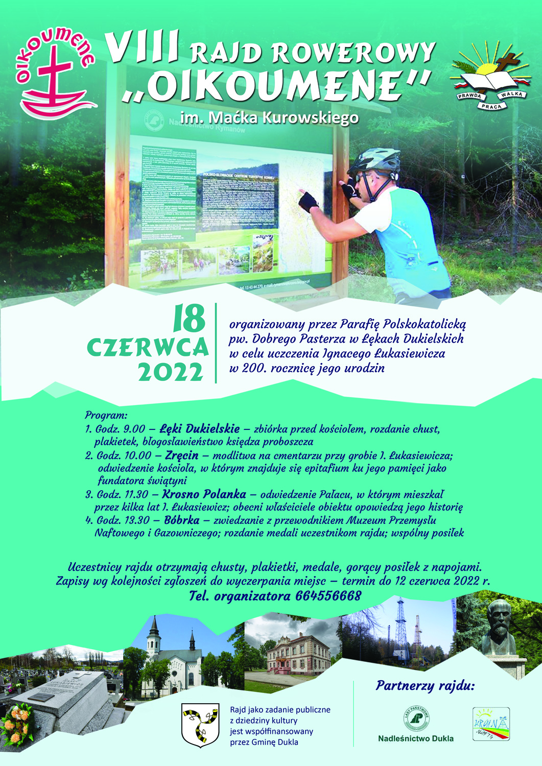 Plakat informacyjny dotyczący Rajdu Rowerowego organizowanego 18 czerwca br. 