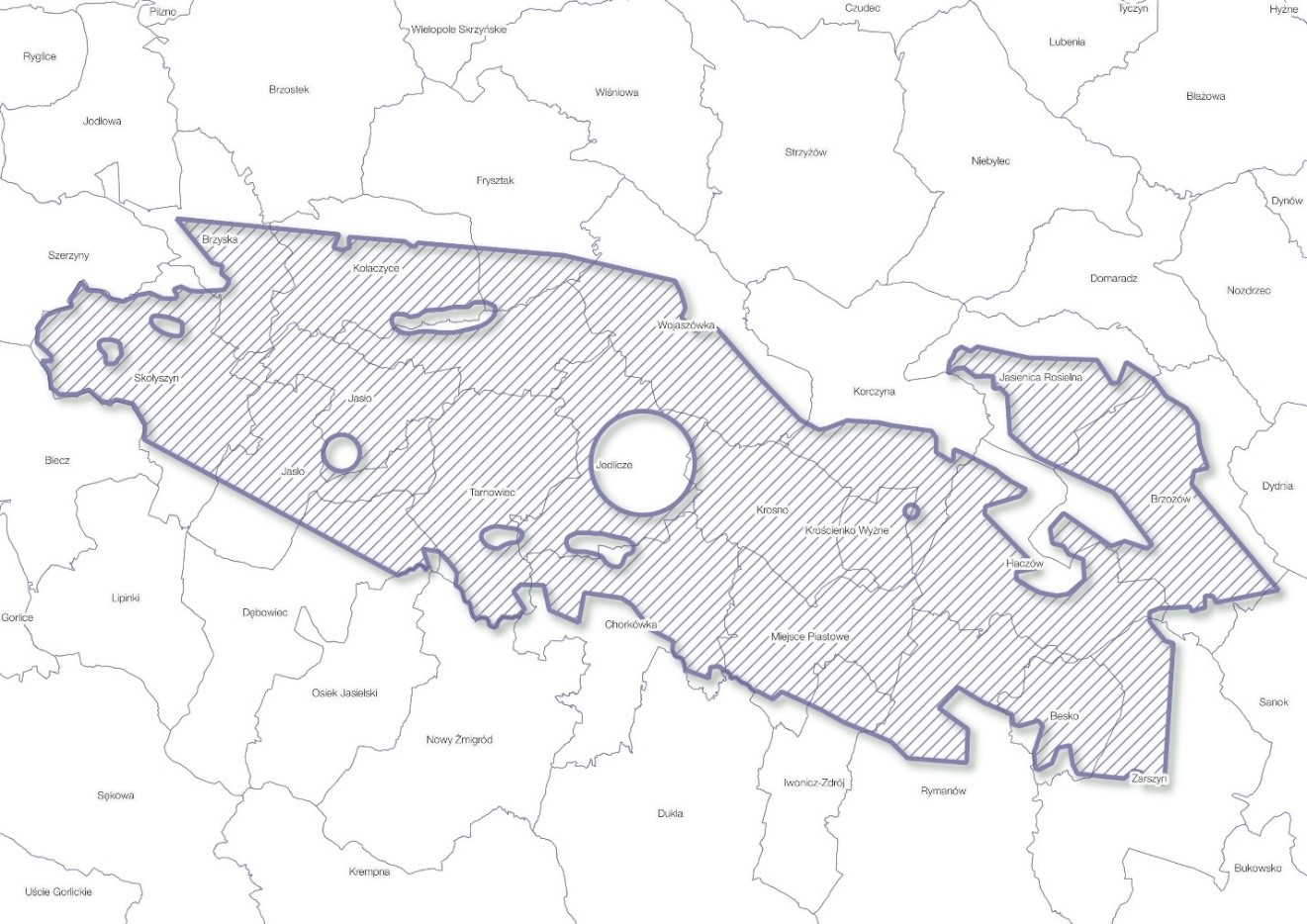 Centrum Kompetencji Gmina Miasto Krosno i&nbsp;Gminy Partnerskie &ndash; obszar projektu