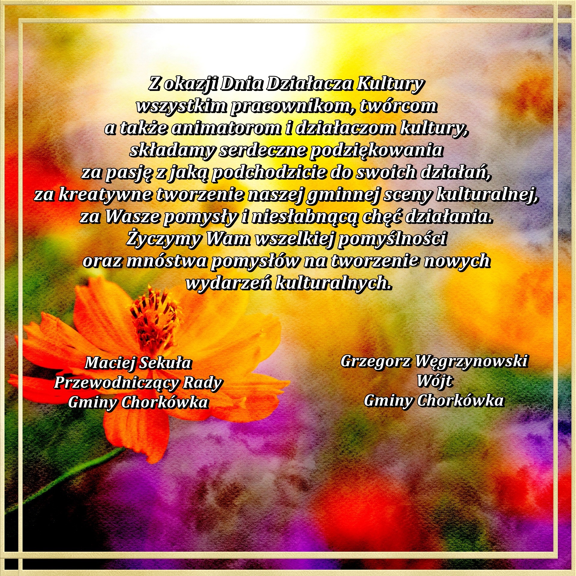 Życzenia z okazji Dnia Działacza Kultury 