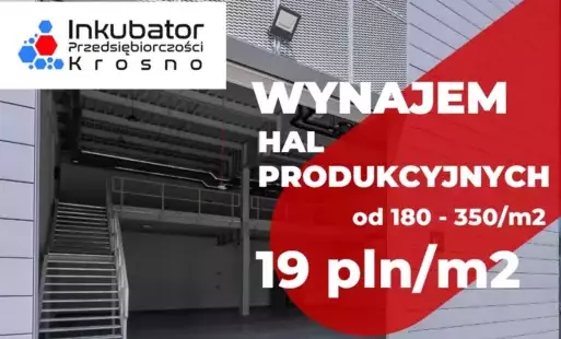 Inkubator Przedsiębiorczości Krosno informuje o możliwości wynajmu nowoczesnych hal produkcyjnych, powierzchni magazynowych oraz biurowych, dostępnych na korzystnych warunkach.  Oferta skierowana jest zarówno do rozwijających się firm, jak i do osób planu