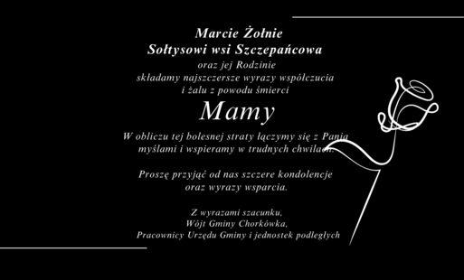 Kondolencje dla Marty Żołna 
