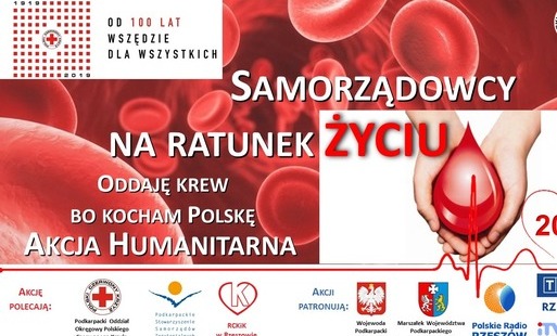 Samorządowcy na ratunek ŻYCIU oddaję krew, bo KOCHAM POLSKĘ- slajd z prezentacji tematycznej 