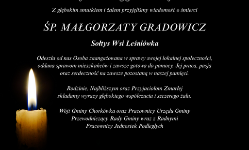Kondolencje , Zmarła Sołtys Leśniówki Małgorzata Gradowicz
