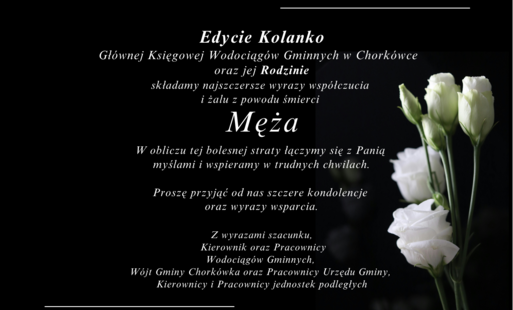 Kondolencje dla Edyty Kolanko z powodu śmierci męża 